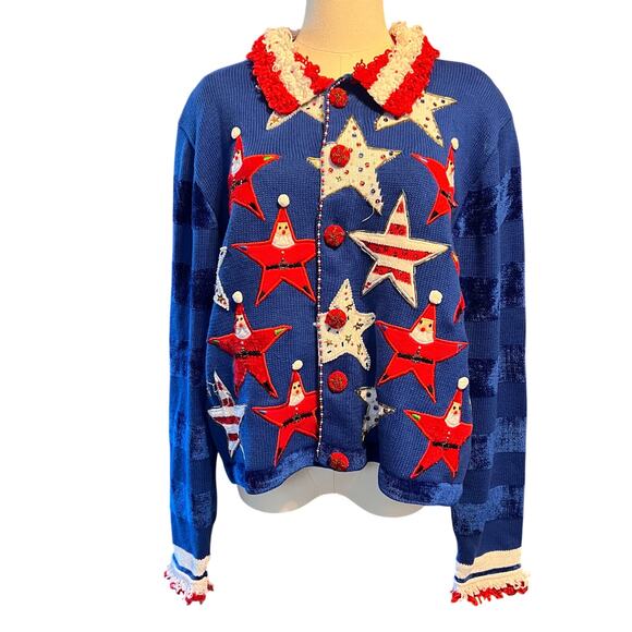 Jack B. Quick Vintage Women's Christmas Button Up Sweater.  Size XL - Picture 1 of 7